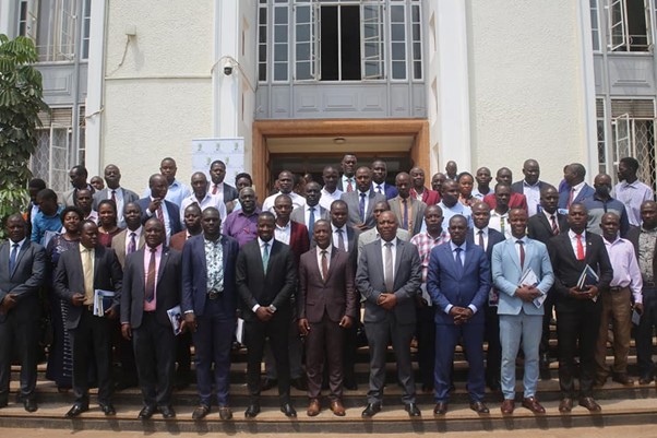 Hon Ssaalongo Sserwanga Robert and the Sports officials in the kingdom and the King's chiefs in a joint photo