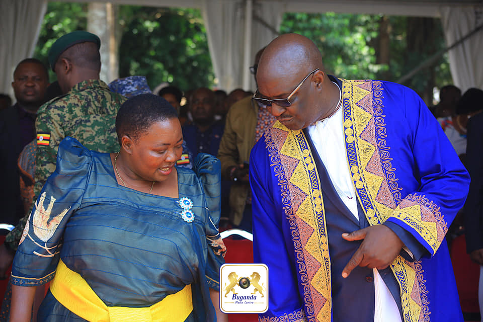 Prime Minister Robinah Nabbanja and Andrew Byakutaaga, the Prime Minister of the Bunyoro Kingdom Kitara at the Palace in Hoima city