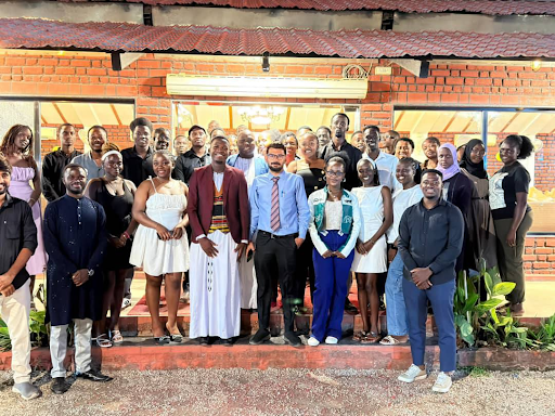 In a group photo. In a group photo.